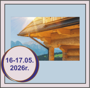 Drewniany dach domu z bali na tle gór, 29 Podhalańskie Targi Budownictwa w Nowym Targu 16-17.05.2026